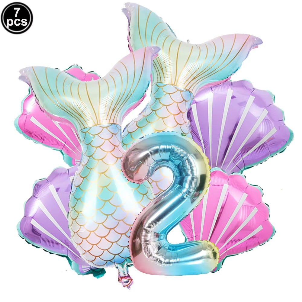 7 Pcs Mermaid Birthday Decorations