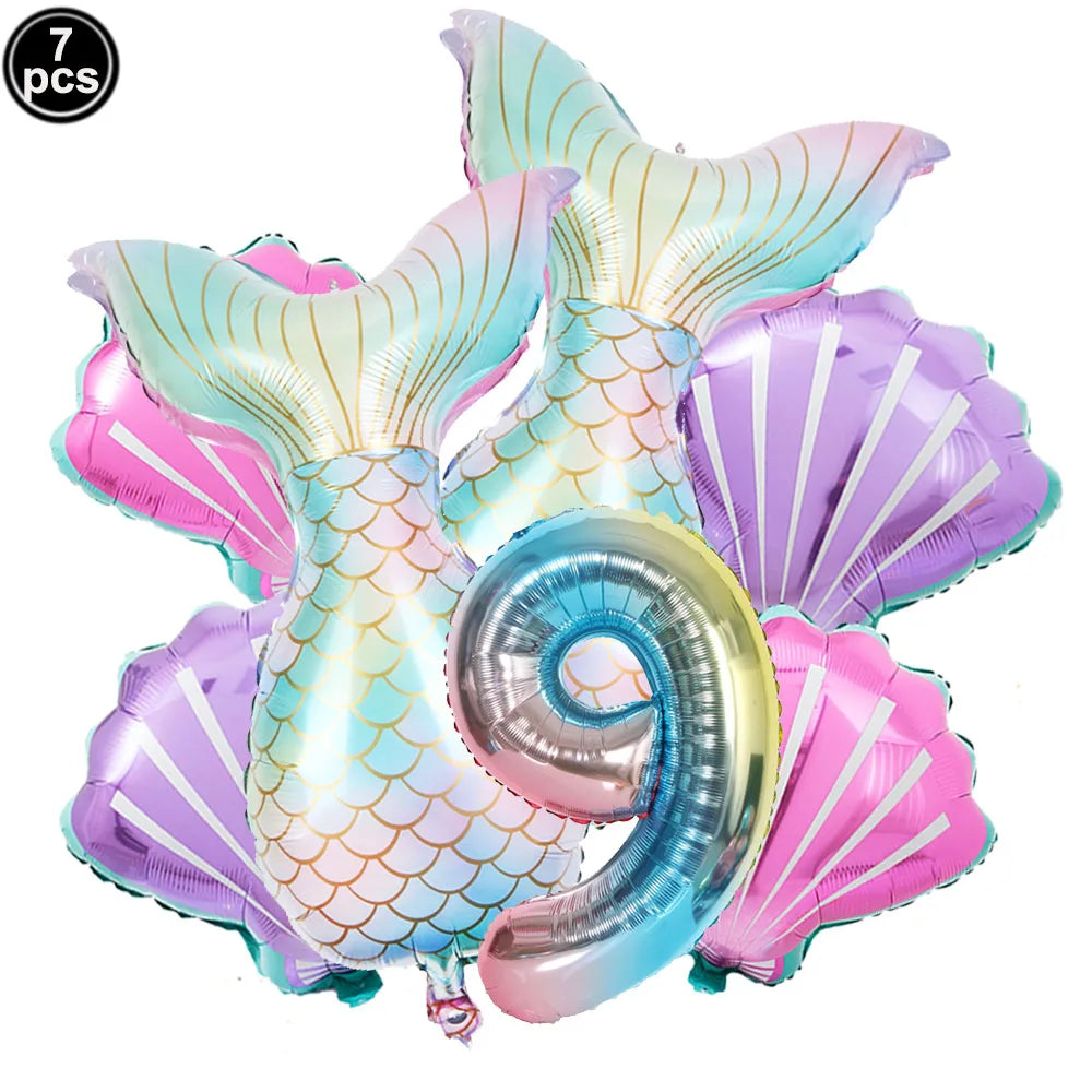 7 Pcs Mermaid Birthday Decorations