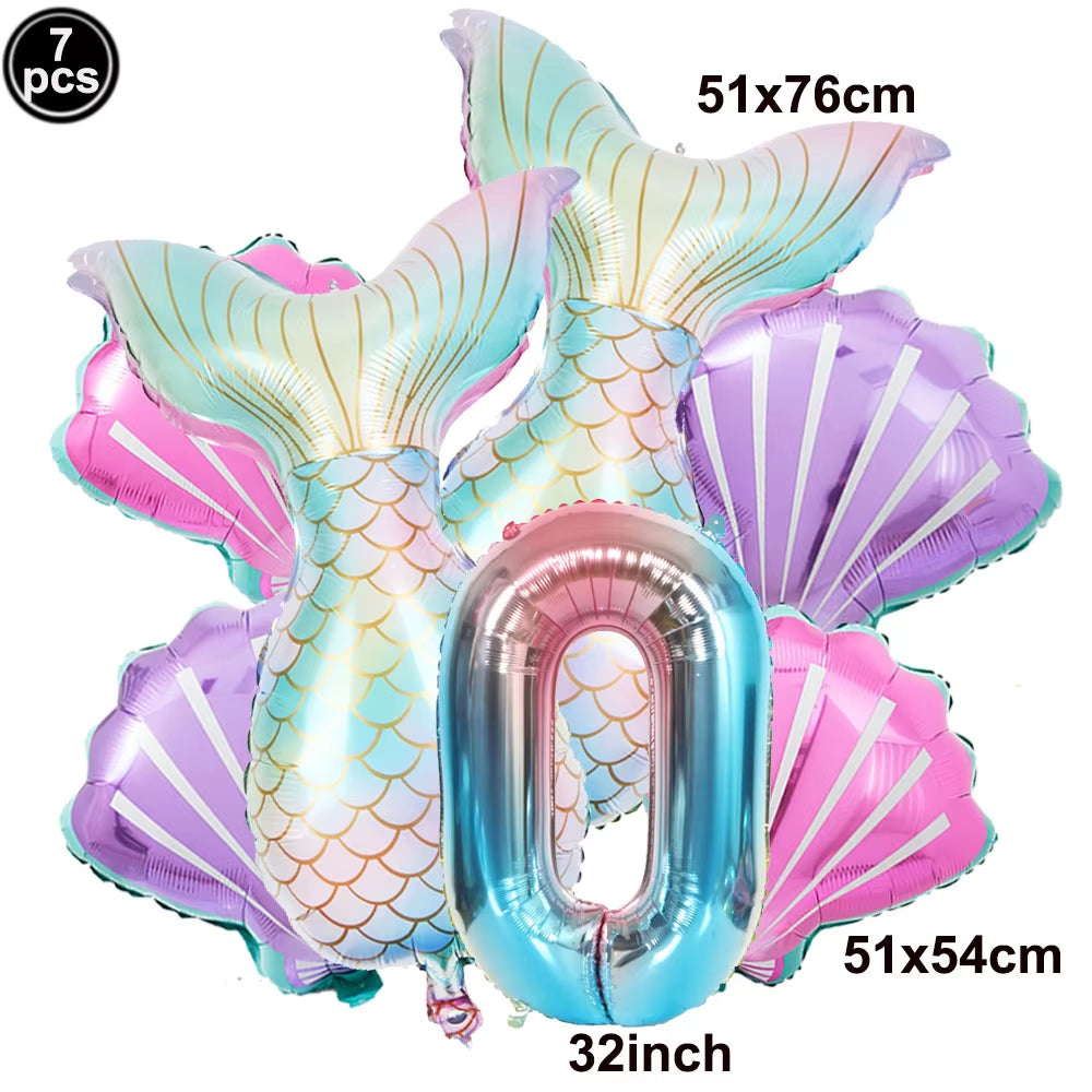 7 Pcs Mermaid Birthday Decorations