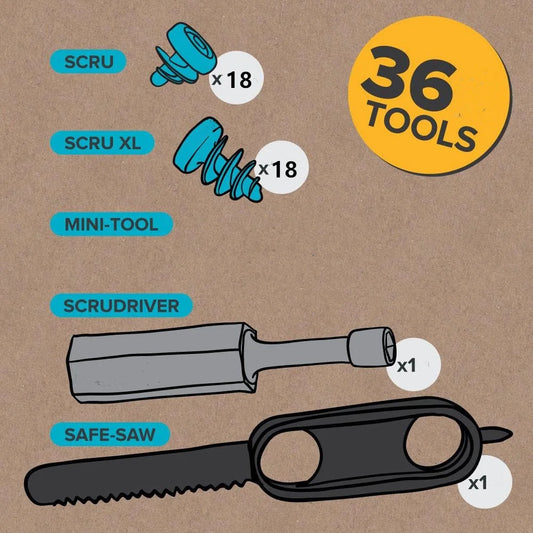 36PC Cardboard Construction Toolset 