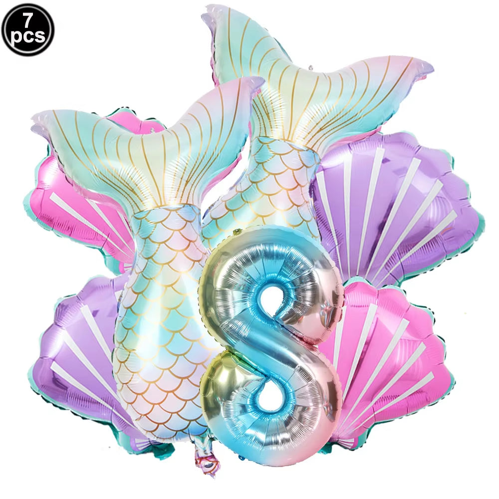 7 Pcs Mermaid Birthday Decorations