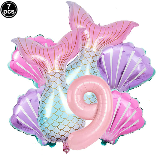 7 Pcs Mermaid Birthday Decorations