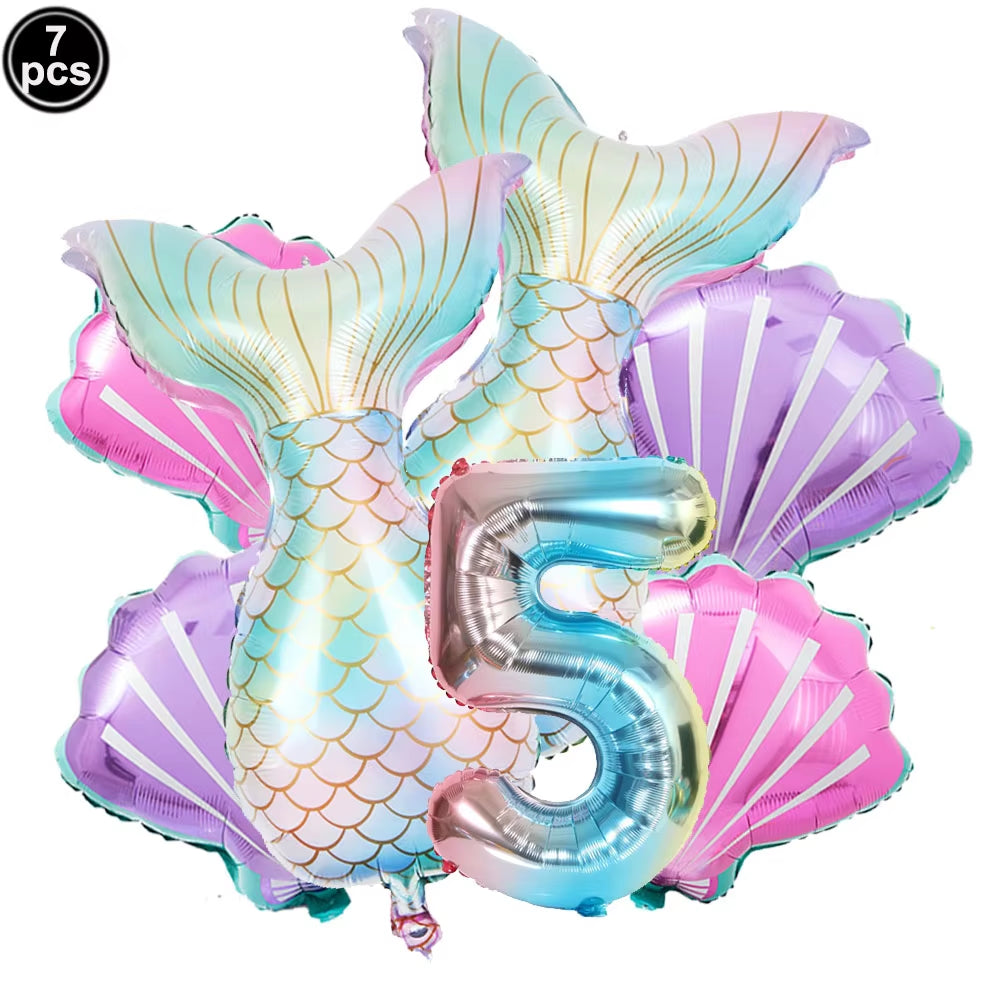 7 Pcs Mermaid Birthday Decorations