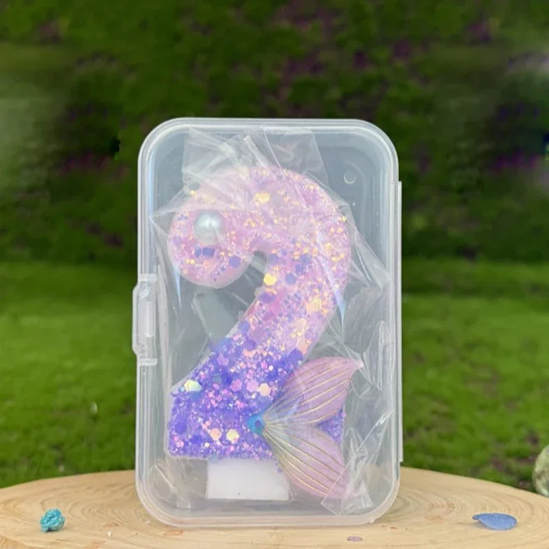 Purple Mermaid Glitter Number Candle 