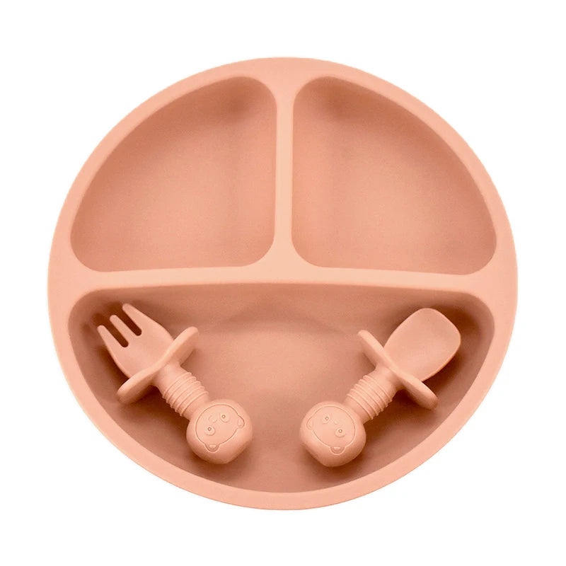 1 or 3PCS Suction Plate and First Utensils Set