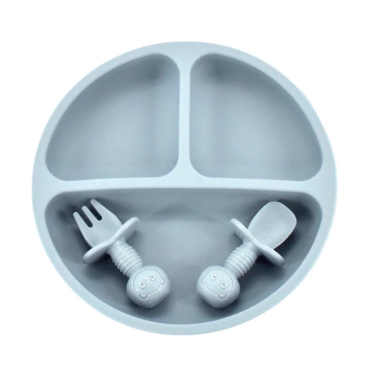 1 or 3PCS Suction Plate and First Utensils Set