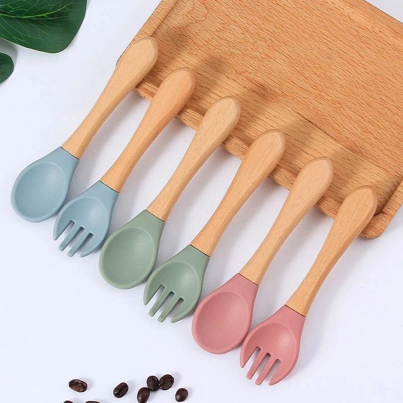 2 or 3Pcs - Suction Plate and First Utensils Set