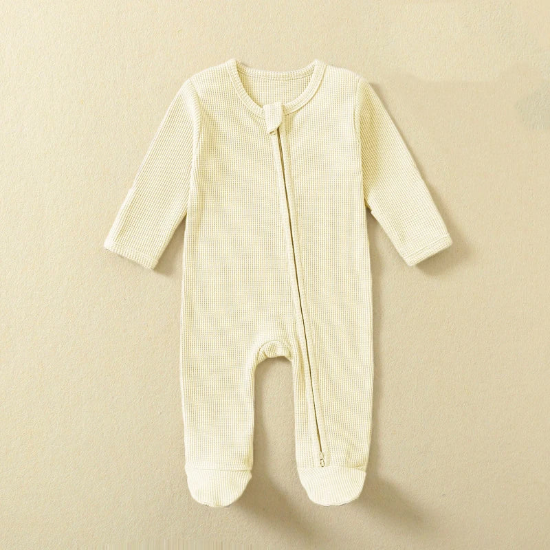 Organic Waffle Cotton Zip Up Sleepsuit