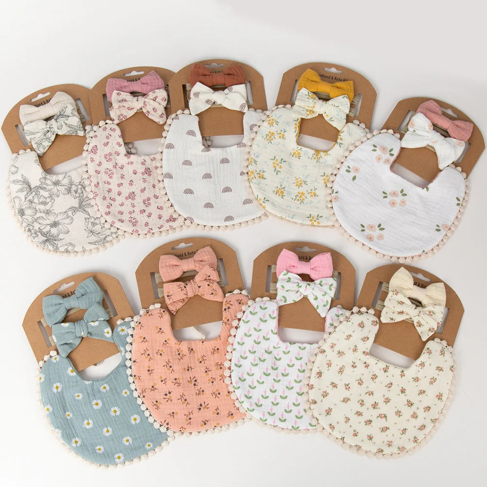 3Pcs Bib and Headbands Set